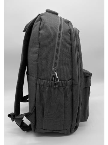 EGOMAXX Basic Backpack Stoff Rucksack Uni Daypack Nadelstreifen Design in Grau-Schwarz