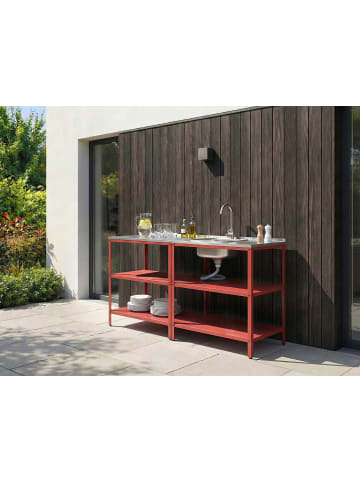 Beliani 2er-Set Gartenküche VILAMA in Rot/Silber