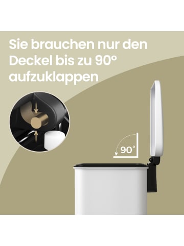 SONGMICS Mülleimer Plushic in Weiß - (B)32.1 x (H)55.7 x (T)34.8 cm - 40 L