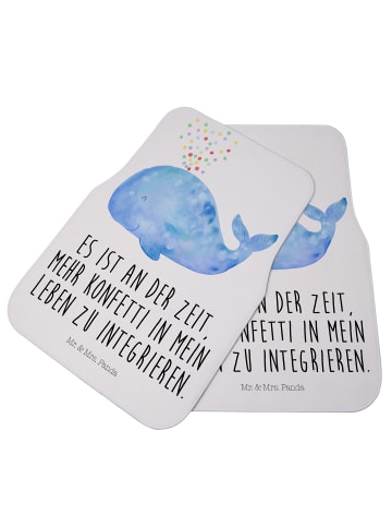 Mr. & Mrs. Panda Auto-Fußmatte Wal Konfetti mit Spruch in Weiß
