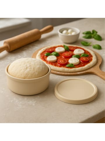 4 x Pizzaballenbox in Beige - (H)6,5 x Ø 14,5 cm