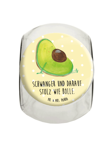 Mr. & Mrs. Panda Bonbonglas Avocado Schwangerschaft mit Spruch in Gelb Pastell