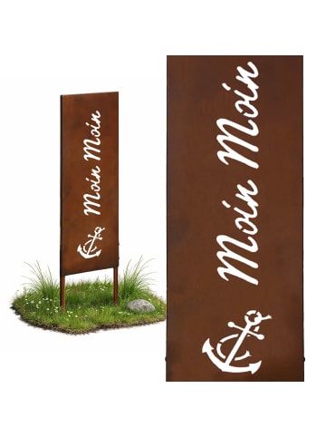 relaxdays Edelrost-Gartendeko "Moin Moin" in Braun - 85 x 28 cm