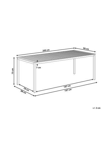 Beliani Gartentisch VIAREGGIO in Braun/Silber - (W) 90 x (H) 75 x (L) 200 cm