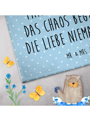 Mr. & Mrs. Panda Gästehandtuch Koala Familie mit Spruch in Blau Pastell