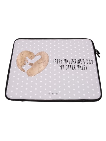 Mr. & Mrs. Panda Laptophülle Otter Valentine mit Spruch in Grau Pastell
