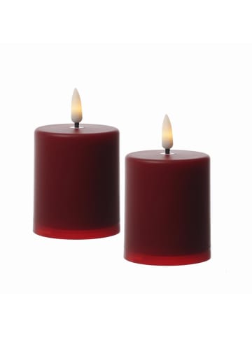 MARELIDA 2x LED Mini Kerze Grabkerze für Laternen Timer Sensor H: 10cm in rot