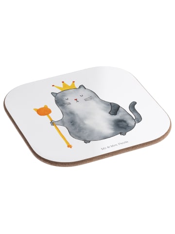 Mr. & Mrs. Panda Tischuntersetzer Katze König ohne Spruch in Weiß