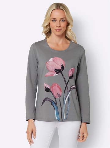 Sieh an! Shirt in steingrau-gemustert