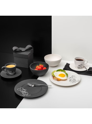 Villeroy & Boch 8-tlg. Frühstücks-Set Manufacture Rock – Mickey Mouse in in schwarz-weiß