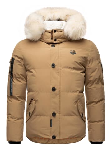 STONE HARBOUR Winterjacke Halvaar in Light Brown mit weißem Fell