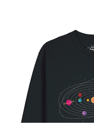 wat? Apparel Sweatshirt Sonnensystem in Schwarz