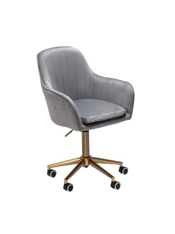 KADIMA DESIGN Schalenstuhl SANDRA, Samtstoff, goldener Metallfuß, max. 120 kg in Grau