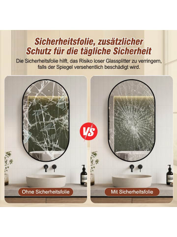 ABRIHOME Bogen-Wandspiegel in Schwarz 60x90 cm