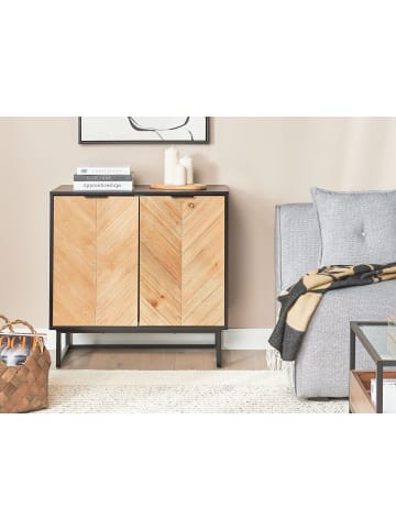 Beliani Sideboard ALASKA in Schwarz/Braun - (W) 80 x (H) 80 x (L) 40 cm