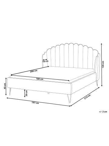 Beliani Doppelbett AMBILLOU in Grau/Gold - (W) 197 x (H) 126 x (L) 214 cm