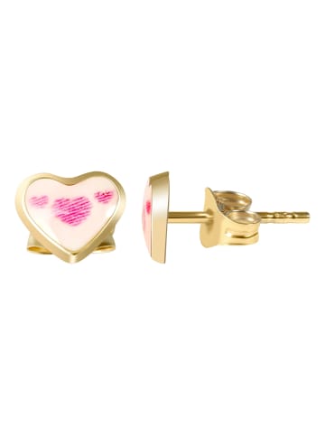 Adeliás Mädchen Ohrringe – Ohrstecker aus 333 Gold mit Emaille in gold