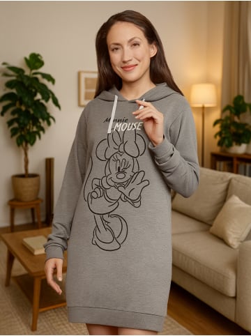MINNIE MOUSE Minnie Mouse Sweatkleid Oversize Hoodie Kapuzenpullover lang in grau