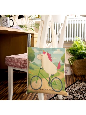 Mr. & Mrs. Panda Beuteltasche Einhorn Radfahrer Design ohne Spruch in Weiß