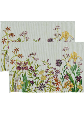 Sander Baumwollmischung, Gewebt, Gobelin Tischset im 2er-Pack Flowery in natur-bunt