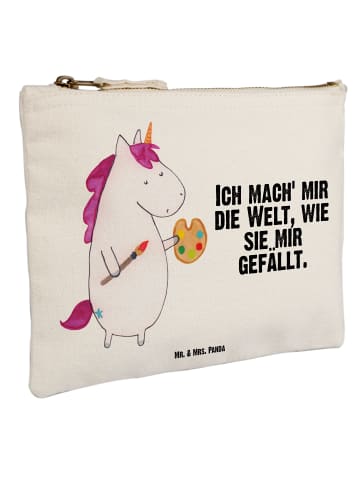 Mr. & Mrs. Panda Make-up-Tasche Einhorn Künstler mit Spruch in Weiß