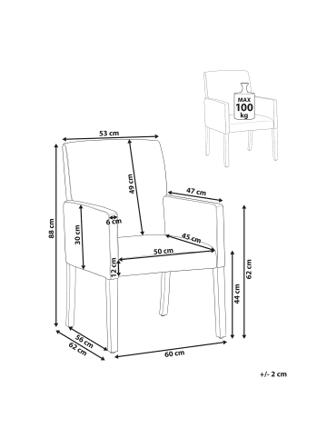 Beliani Esszimmerstuhl ROCKEFELLER in Grau/Braun - (W) 58 x (H) 89 x (L) 60 cm
