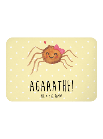 Mr. & Mrs. Panda Kühlschrankmagnet Spinne Agathe Freude mit Spruch in Gelb Pastell