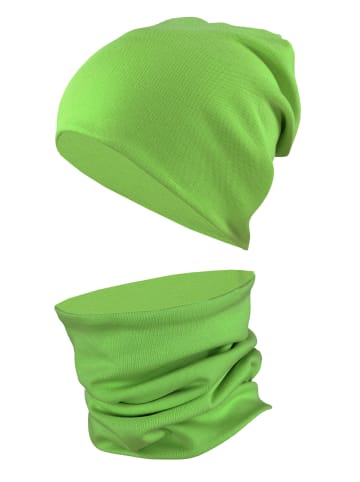 TupTam Unisex Kinder Beanie Mütze Schlauchschal Set in grün