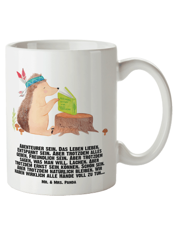 Mr. & Mrs. Panda XL Tasse Igel Federschmuck mit Spruch in Weiß