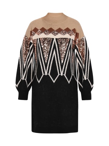 IZIA Damen Kleid in Beige Mehrfarbig