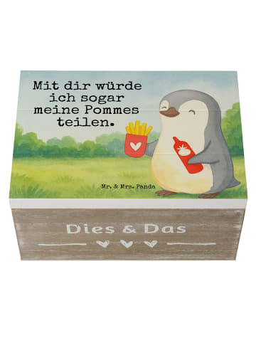 Mr. & Mrs. Panda Box Pinguin Pommes Design mit Spruch in Weiß