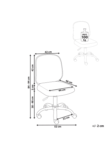 Beliani Bürostuhl BLISSFUL in Grau/Weiß - (W) 52 x (H) 84 x (L) 52 cm