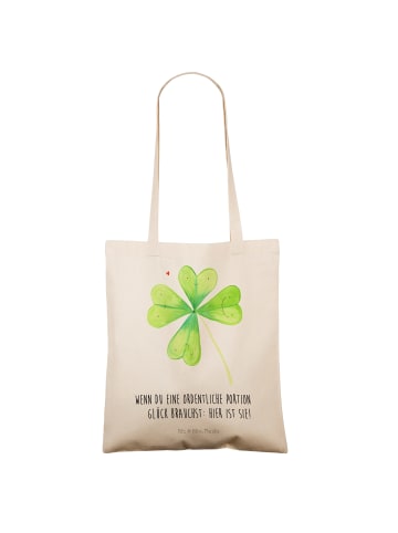 Mr. & Mrs. Panda Tragetasche Blume Kleeblatt mit Spruch in Creme