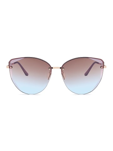 styleBREAKER Cateye Sonnenbrille in Gold / Violett-Blau Verlauf