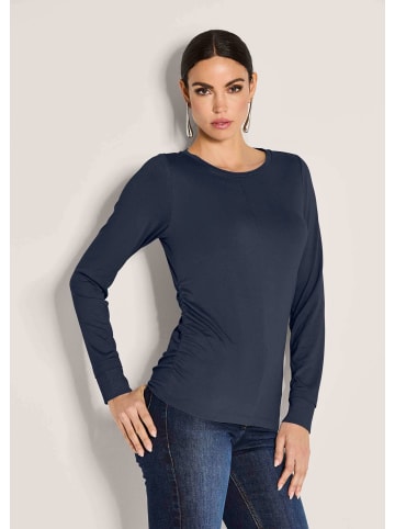 MADELEINE Langarm-Shirt mit gerafften Seiten in marine