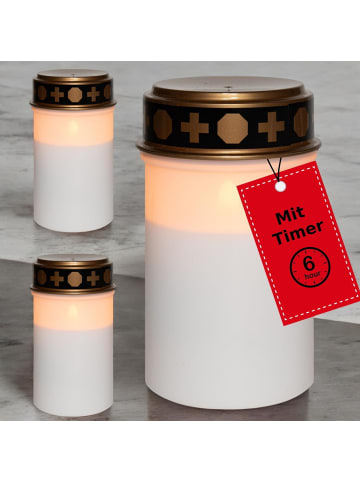 Novaliv Novaliv LED Grablichter ohne Batterie und Timer 6/18 weiß 3x Kerzen Fr in Weiß