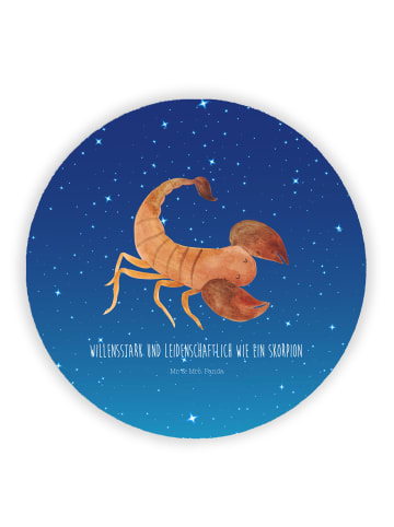 Mr. & Mrs. Panda Rund Magnet Sternzeichen Skorpion mit Spruch in Sternenhimmel Blau