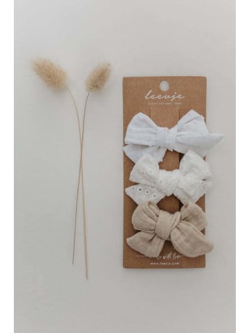 leevje Haarspangen Large Bows Mixed Trio' in white / beige