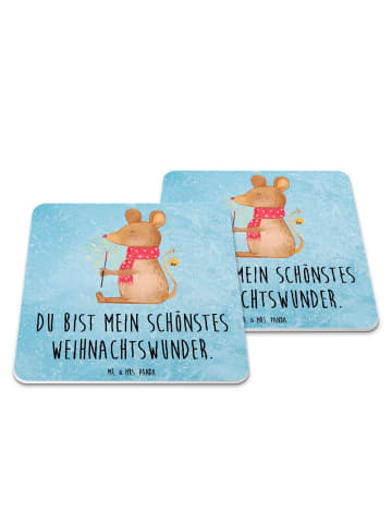 Mr. & Mrs. Panda Untersetzer für Gläser Maus Weihnachten mit Spruch in Eisblau