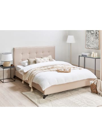 Beliani 2-tlg Doppelbett AMBASSADOR in Beige/Schwarz