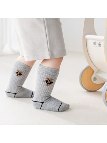 MUNADUNA 5er-Pack Mittelsocken in Rosa mit Honey Bärenmotiv