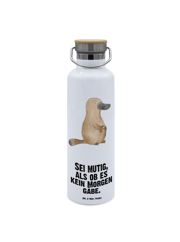 Mr. & Mrs. Panda Wasserflasche Schnabeltier Mut mit Spruch in Weiß
