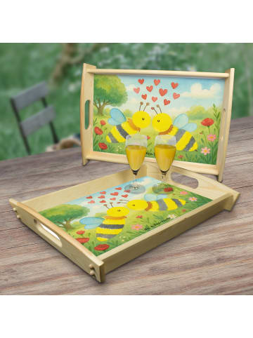 Mr. & Mrs. Panda tablett aus holz Biene Liebe Design ohne Spruch in Weiß