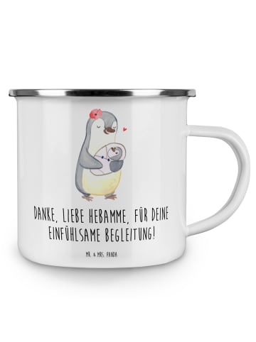 Mr. & Mrs. Panda Blechtasse Liebe Hebamme mit Spruch in Weiß