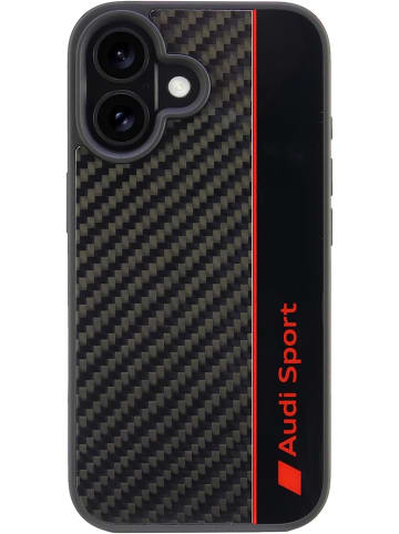 Audi Sport Handyhülle iPhone 16 Stoßabsorbierende Hülle Carbon schwarz