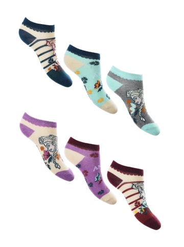 Disney Frozen 6er-Set: Socken Sneaker Strümpfe in Mehrfarbig