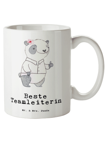 Mr. & Mrs. Panda Teebecher Panda Beste Teamleiterin mit Spruch in Weiß