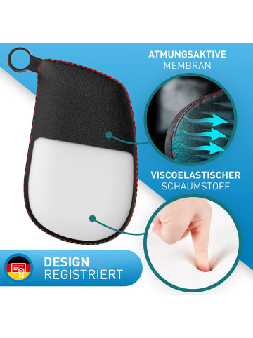 Flip Kopfstütze Auto schwarz Nähte rot  Schwarz