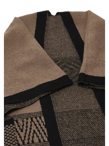 osha Damen Poncho in Beige Schwarz