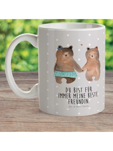 Mr. & Mrs. Panda Tasse Bär Freundin mit Spruch in Grau Pastell